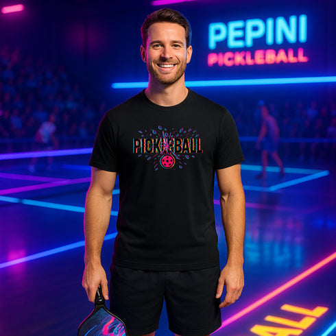 Pickleball Neon Burst Graphic T-Shirt β Blackout Series