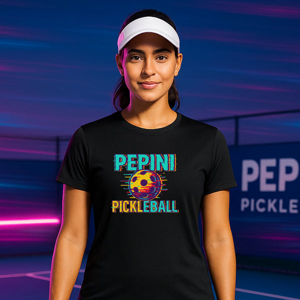 Pepini Pickleball Retro Neon Logo Tee - Blackout Series