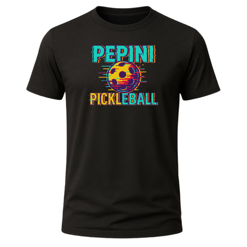 Pepini Pickleball Retro Neon Logo Tee - Blackout Series