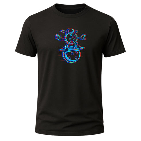 Neon Pickleball Surfer Glitch Graphic T-Shirt β Blackout Series