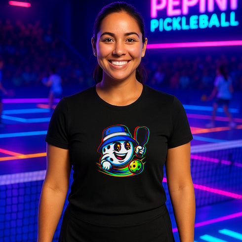 Retro Pickleball Player Cartoon Graphic T-Shirt β Blackout Series