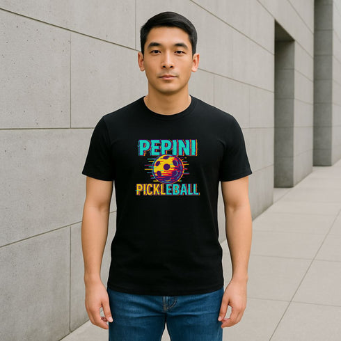 Pepini Pickleball Retro Neon Logo Tee - Blackout Series