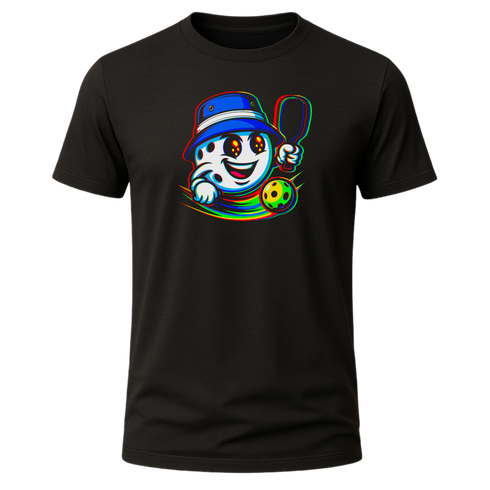 Retro Pickleball Player Cartoon Graphic T-Shirt β Blackout Series