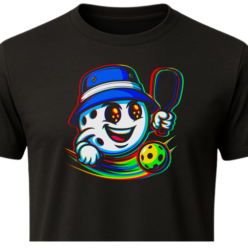 Retro Pickleball Player Cartoon Graphic T-Shirt β Blackout Series