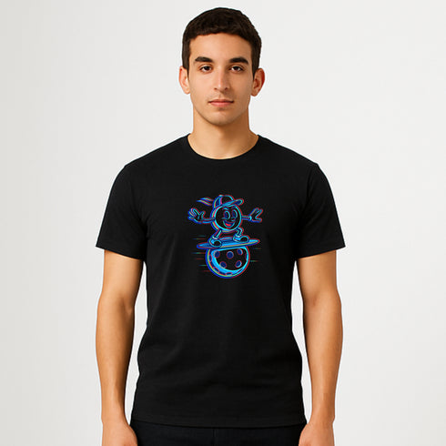Neon Pickleball Surfer Glitch Graphic T-Shirt β Blackout Series