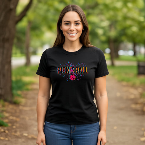 Pickleball Neon Burst Graphic T-Shirt β Blackout Series