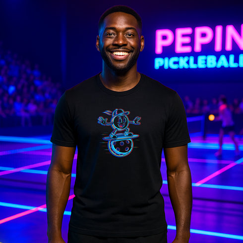 Neon Pickleball Surfer Glitch Graphic T-Shirt β Blackout Series