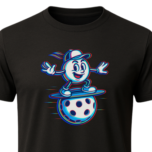 Neon Pickleball Surfer Glitch Graphic T-Shirt β Blackout Series