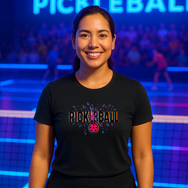 Pickleball Neon Burst Graphic T-Shirt – Blackout Series
