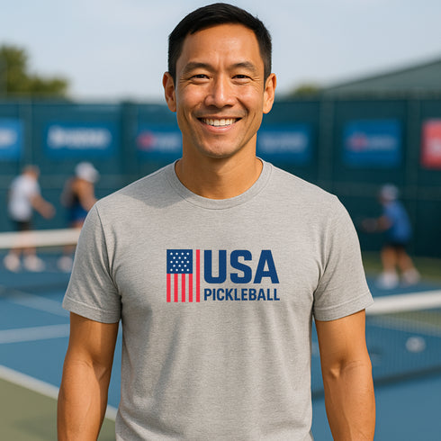 USA Patriotic Pickleball Flag T-Shirt β American Graphic Unisex Tee