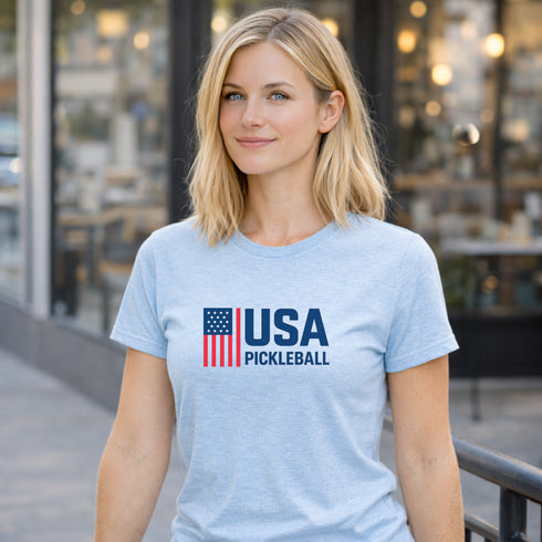 USA Patriotic Pickleball Flag T-Shirt β American Graphic Unisex Tee