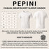 White t-shirt with size chart and measurement guide on a beige background