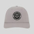 Gray cap with black pickleball logo on a light gray background