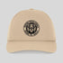Beige cap with black pickleball logo on a light gray background