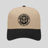 Beige and black cap with 'Pepini Pickleball Born to Rally' logo on a light gray background