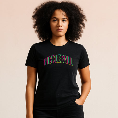 Curved Pickleball Neon Glitch