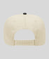Beige cap with a black button on a light gray background