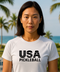 USA Pickleball Strips & Stars | Short Sleeve Performance Tee by Pepini Pickleball β white Pickleball T-Shirt front view